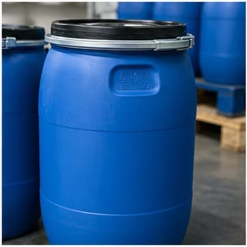 Blue export drum for bulk vine leaves in brine